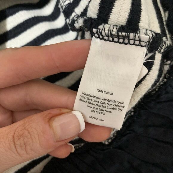 vineyard vines womens black white striped long sleeve sweater top small - Picture 5 of 5